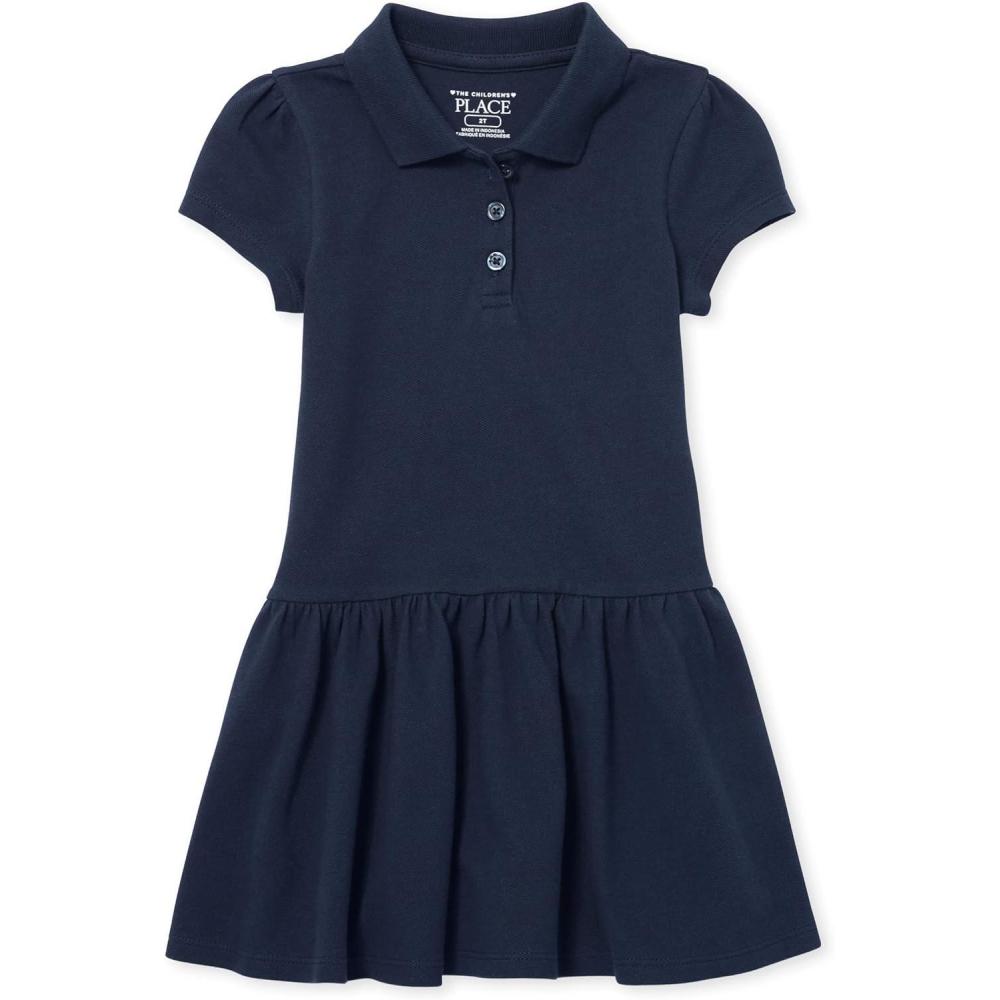 imageThe Childrens Place BabyGirls and Toddler Short Sleeve Pique Polo Dress Drop WaistTidal Single