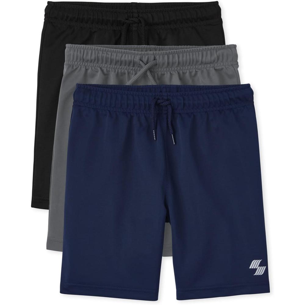 imageThe Childrens Place Boys Athletic Basketball ShortsBlack Grey  Blue