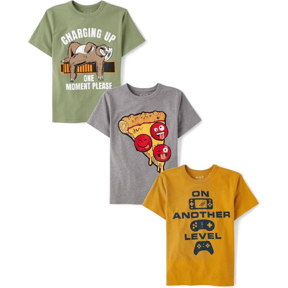 imageThe Childrens Place Boys Boys Short Sleeve Graphic T Shirt 3PackPizzaNext LevelCharging
