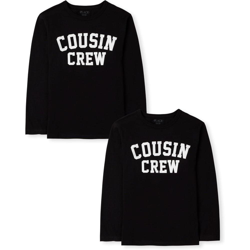 imageThe Childrens Place Boys GamerCarsSports Long Sleeve Graphic TShirts2 PackCousin Crew