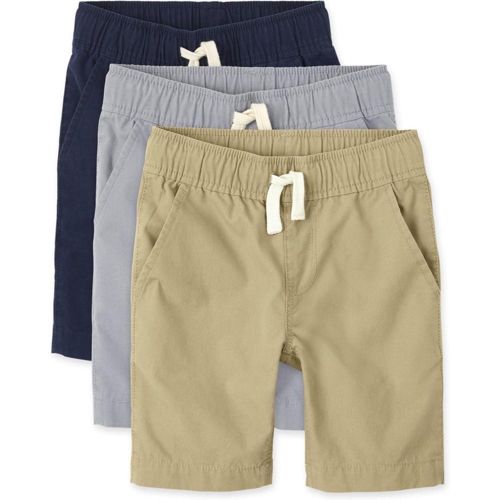 imageThe Childrens Place Boys Pull on Jogger ShortsFin GrayFlaxTidal 3pack