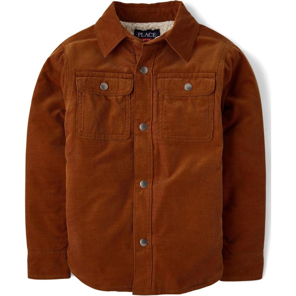 imageThe Childrens Place Boys Sherpa Lined Shirt JacketCaramel Corduroy