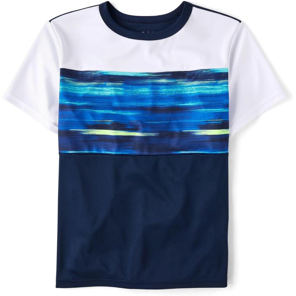 imageThe Childrens Place Boys Short Sleeve Crew Neck TShirtsRenew Blue Colorblock