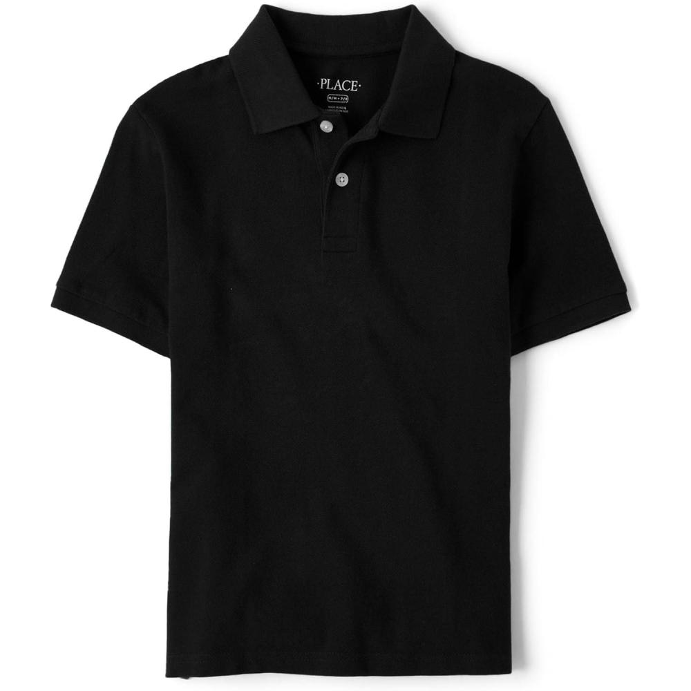 imageThe Childrens Place Boys Uniform Short Sleeve Pique PoloBlack