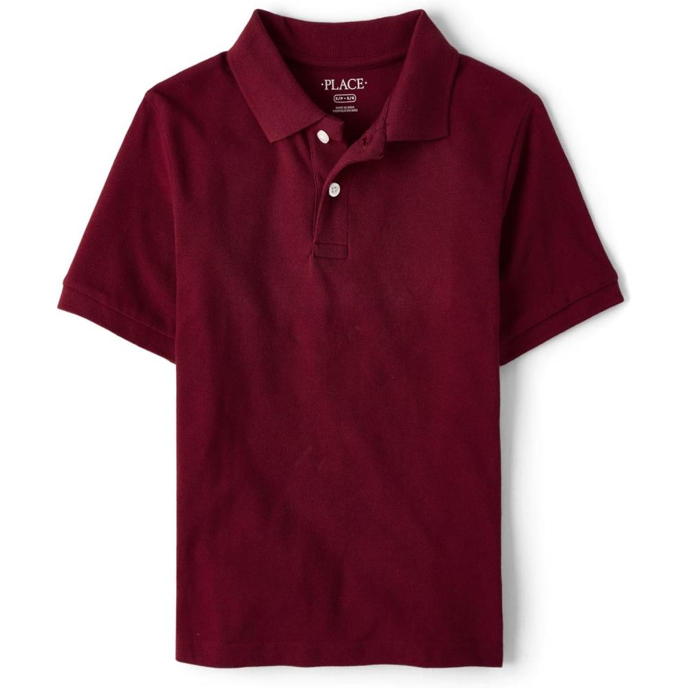 imageThe Childrens Place Boys Uniform Short Sleeve Pique PoloRedwood