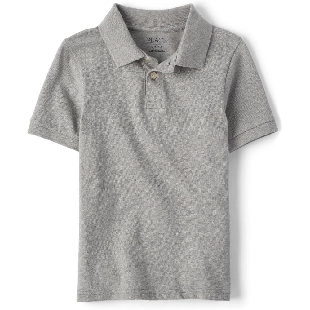 imageThe Childrens Place Boys Uniform Short Sleeve Pique PoloSmoke