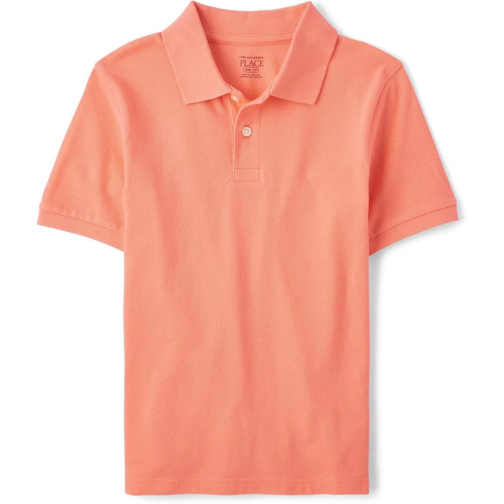 imageThe Childrens Place Boys Uniform Short Sleeve Pique PoloSummer Dawn