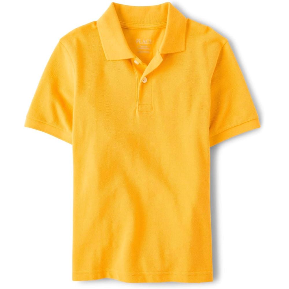 imageThe Childrens Place Boys Uniform Short Sleeve Pique PoloYellow Single