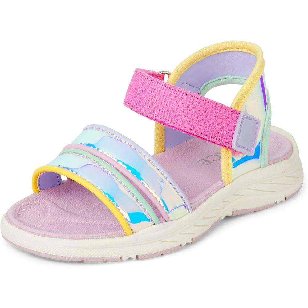 imageThe Childrens Place Girls Baby Toddler Sporty Sandals with Adjustable StrapsPink Multi Metallic