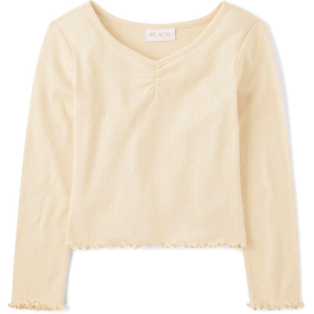 imageThe Childrens Place Girls Basic Long Sleeve VNeck Knit ShirtsFrappe