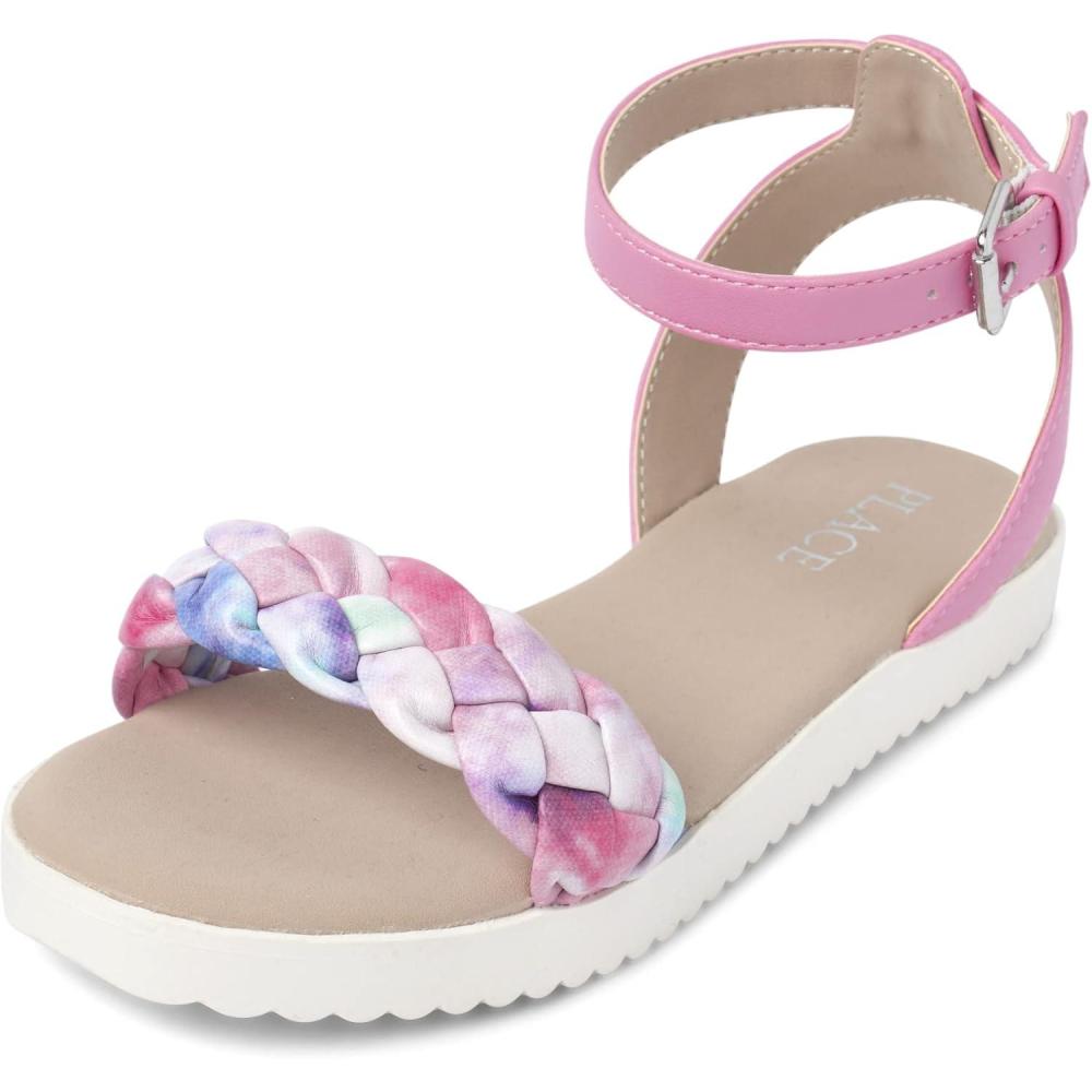 imageThe Childrens Place Girls Flat Sandals with Adjustable Ankle StrapPink Multi