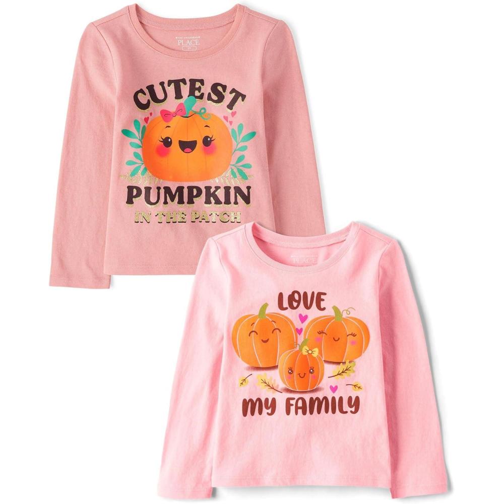 imageThe Childrens Place UnisexBaby and Toddler All HolidaysBirthdays Long Sleeve Graphic TShirts2 PackLove My FamilyCutest Pumpkin