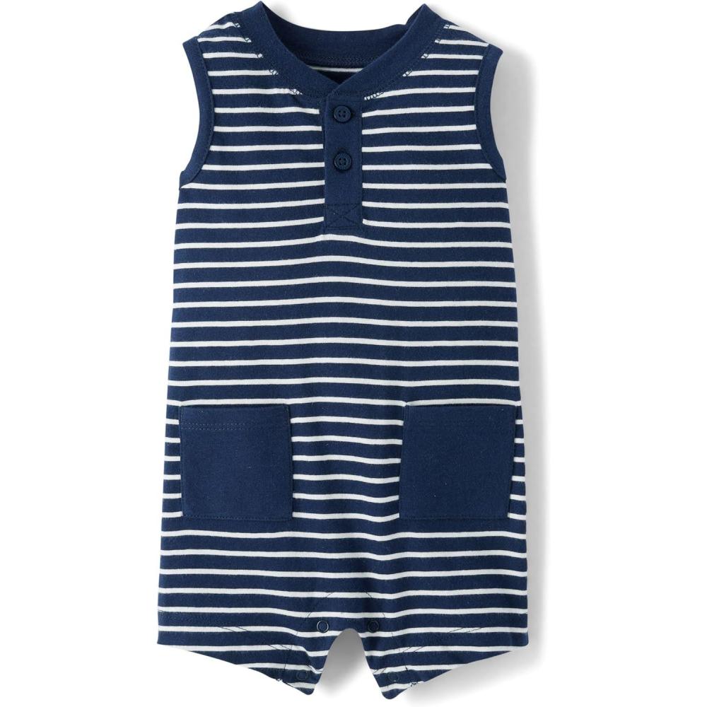 imageThe Childrens Place babyboys And Newborn Everyday RomperTidal Stripe