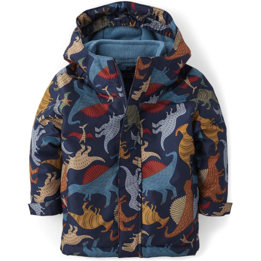 imageThe Childrens Place babyboys And Toddler Heavy 3 in 1 Winter Jacket Windresistant Waterresistant Shell Fleece InnerNavy Dino