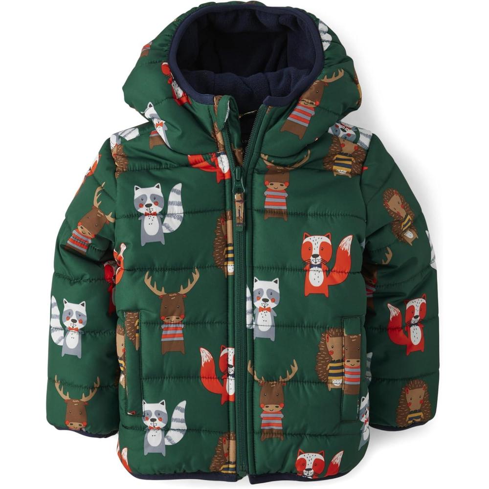 imageThe Childrens Place babyboys And Toddler Medium Weight Windresistant Waterresistant Puffer JacketSpruce Shade