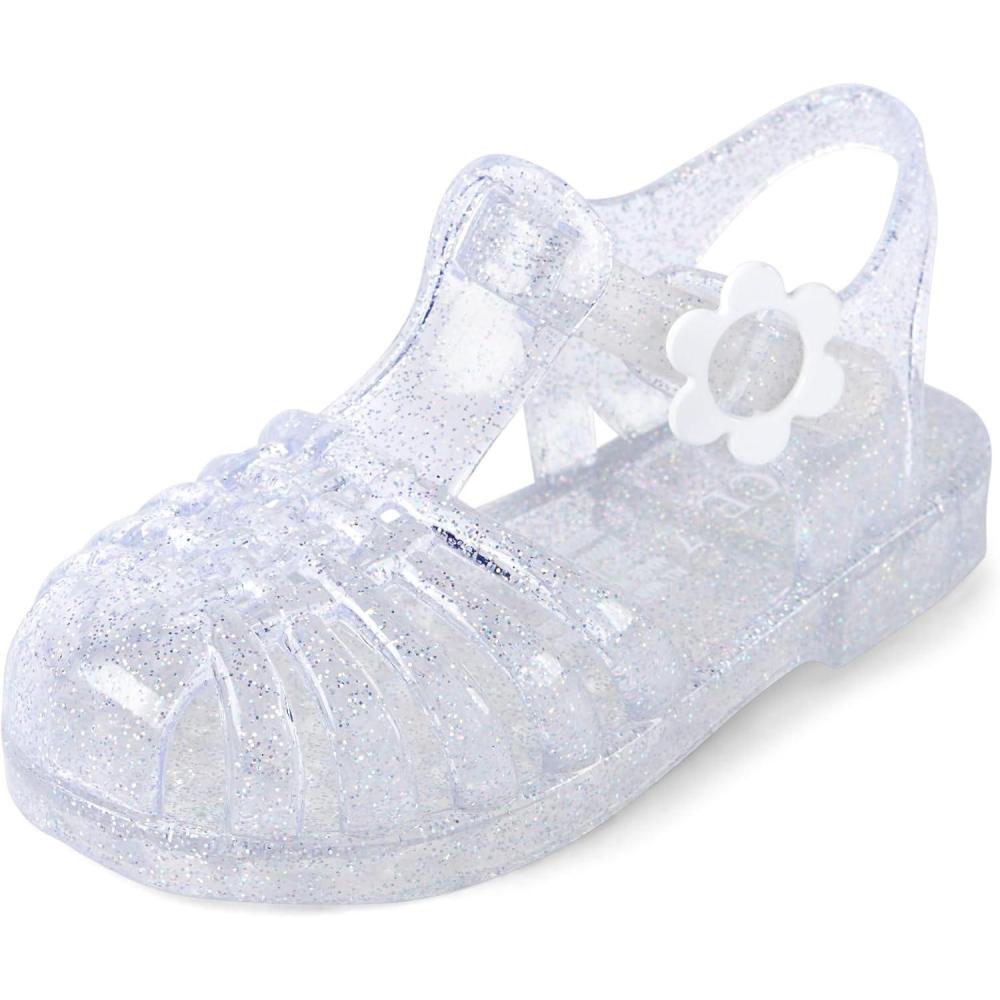 imageThe Childrens Place girls And Toddler Girls Jelly Fisherman SandalsSandalClear Silver Glitter