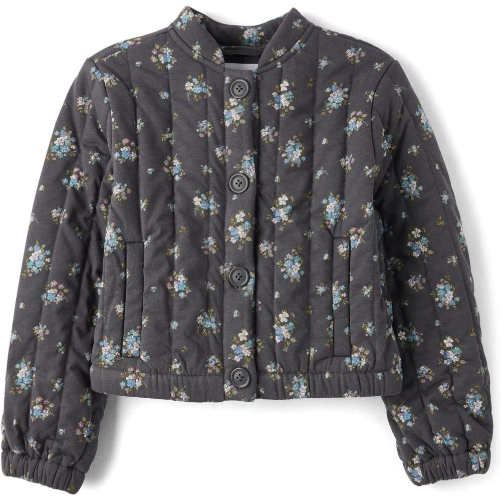 imageThe Childrens Place girls Lightweight Layering JacketTempest Gray Quilted