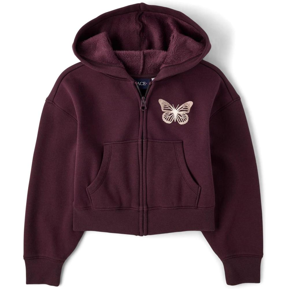 imageThe Childrens Place girls Long Sleeve Hooded Fleece Full Zip UpTrolley