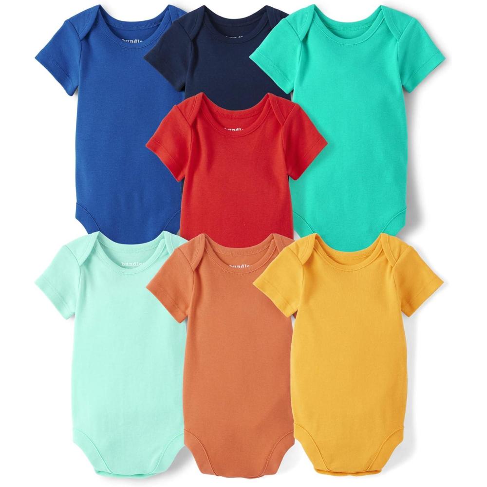imageThe Childrens Place unisexbaby And Newborn Short Sleeve Bodysuits MultipacksRainbow 7pack