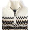 The Children’s Place Boys’ Long Sleeve Quarter Zip Pullover Sweater(Black Fairisle)