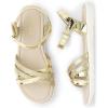 The Children’s Place Girls Flat Sandals with Adjustable Ankle Strap(Gold Glitter Crisscross)