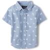 The Children’s Place boys Short Sleeve Button Up Shirt(Blue Riviera)