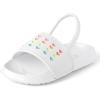 The Children’s Place girls And Toddler Everyday Slide Sandals With Backstrap(White Multicolor Hearts)