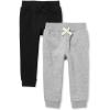 The Children’s Place Baby Boys’ Active Fleece Jogger Pants(Black/Smoke Gray 2 Pack)