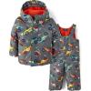 The Children’s Place Baby Boys And Toddler 2 Piece Set Snowsuit, Jacket and Bib Overall PantDown Alternative Coat(Gray Racecars)
