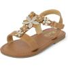 The Children’s Place Baby Girls and Toddler T-Strap Sandals with Adjustable Ankle Strap(Tan Flower)