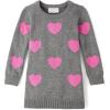 The Children’s Place Baby and Toddler Girls’ Long Sleeve Sweater Dress(Grey Hearts)