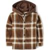 The Children’s Place Baby-Boys and Toddler Long Sleeve Hooded Flannel Button Up Shirt(Dark Earth)
