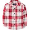 The Children’s Place Baby-Boys and Toddler Long Sleeve Plaid Flannel Button Up Shirt(Red Cane Plaid)