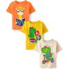 The Children’s Place Baby-Boys and Toddler School,Learning Short Sleeve Graphic T-Shirts,3 Pack(Giraffe Reading/Abc/Dino Scooter)