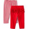 The Children’s Place Baby-Girls and Newborn Pull on Pants(Red Gingham/Red Ruffle 2-pack)