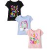 The Children’s Place Baby-Girls and Toddler School,Learning Short Sleeve Graphic T-Shirts,3 Pack(Alphabet/Numbers/Rainbow)