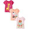 The Children’s Place Baby-Girls and Toddler School,Learning Short Sleeve Graphic T-Shirts,3 Pack(Cat Painting/Giraffe/Near Reading)