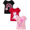 The Children’s Place Baby-Girls and Toddler Unicorns,Butterflies,Trends Short Sleeve Graphic T-Shirts,3 Pack(Cat/Rainbow/Love)