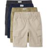 The Children’s Place Boys Essential Cargo Shorts(Flax/Sandwash/Tidal/Washed Black 4-pack)