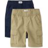 The Children’s Place Boys Essential Cargo Shorts(Flax/Tidal 2-pack)