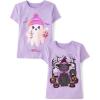 The Children’s Place Girls All Holidays,Birthdays Short Sleeve Graphic T-Shirts,2 Pack(Cat/Ghost Beanie)
