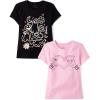 The Children’s Place Girls All Holidays,Birthdays Short Sleeve Graphic T-Shirts,2 Pack(Skeleton Heart/Spooky Icons)