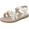 The Children’s Place Girl’s Baby Toddler Flat Sandals with Adjustable Ankle Strap Slipper(White Crisscross Floral)