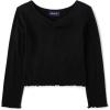 The Children’s Place Girls Basic Long Sleeve V-Neck Knit Shirts(Black)