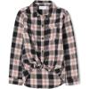 The Children’s Place Girls Long Sleeve Plaid Twill Tie Front Button Down Shirt(Black/Pink Plaid)