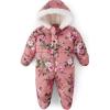 The Children’s Place Unisex-Baby And Newborn Fleece Hoodie Zip-front Snowsuit Bunting(Pink Floral)