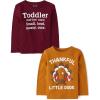 The Children’s Place Unisex-Baby and Toddler All Holidays,Birthdays Long Sleeve Graphic T-Shirts,2 Pack(Toddler Definition/Thankful Dude)