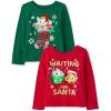 The Children’s Place Unisex-Baby and Toddler All Holidays,Birthdays Long Sleeve Graphic T-Shirts,2 Pack(Waiting Santa/Cat Stocking)