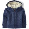The Children’s Place baby-boys And Toddler Long Sleeve, Sherpa Lined, Zip-front Hoodie Sweatshirt(Tidal)