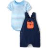 The Children’s Place baby-boys And Toddler Short Sleeve Bodysuit and Overalls 2 Piece Playwear Set(Tidal Tiger)
